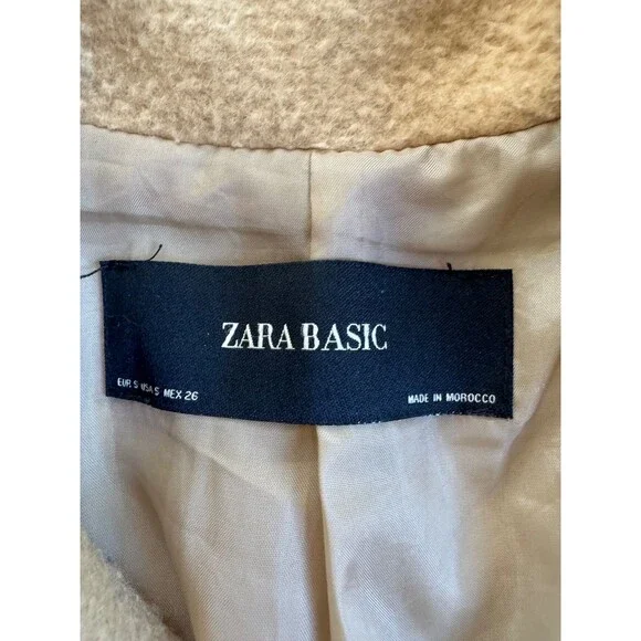 Zara Basic Women's Camel Wool Blend Double-Breasted Coat, size small - Picture 2 of 11